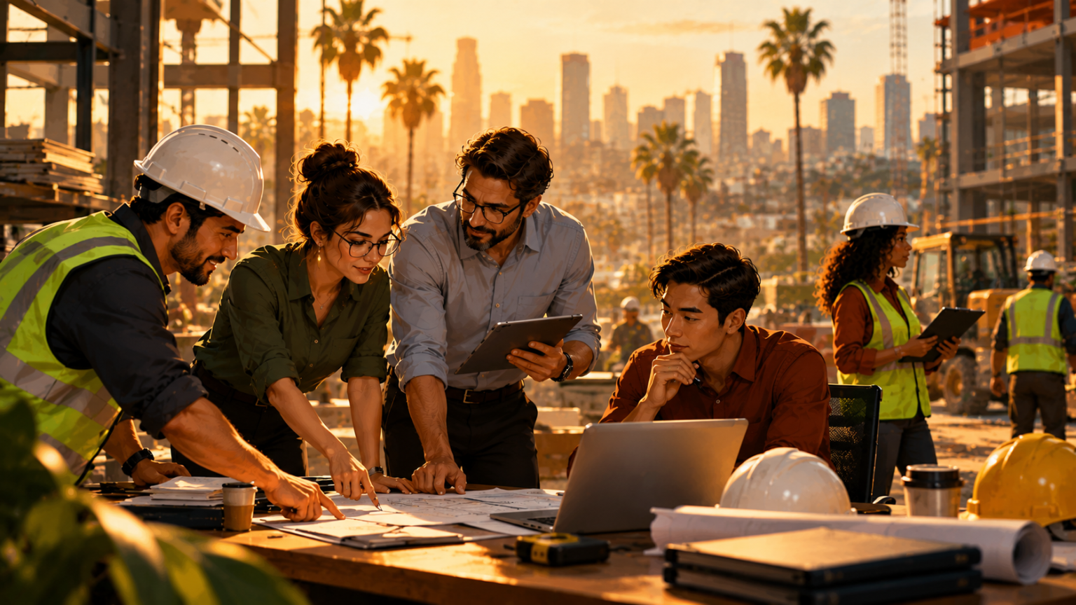 Golden-Hour Construction Planning Meeting